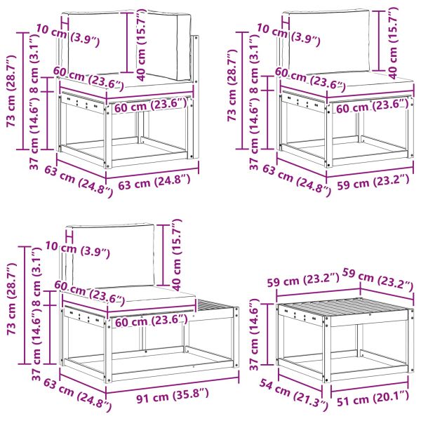 Комплект дивани за открито 5 Брой Натурален и Бежов