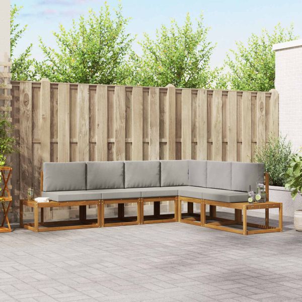 Комплект дивани за открито 6 Брой Естествено и светло сиво