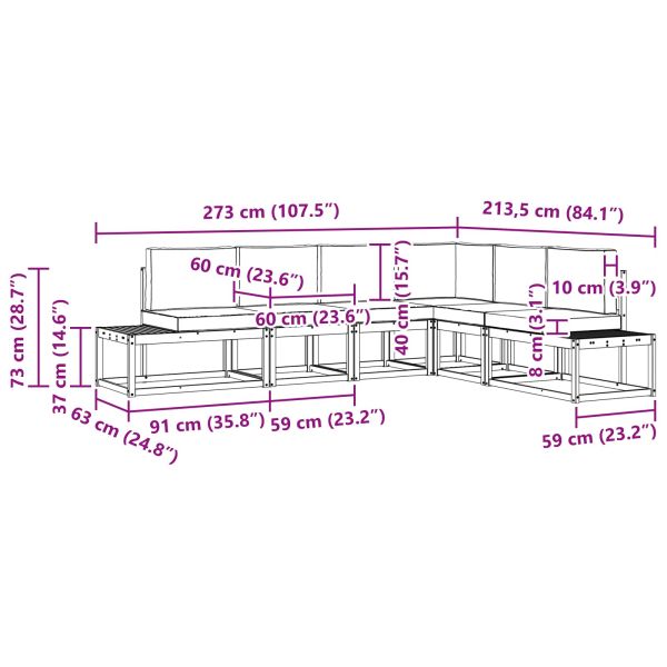 Комплект дивани за открито 6 Брой Естествено и светло сиво