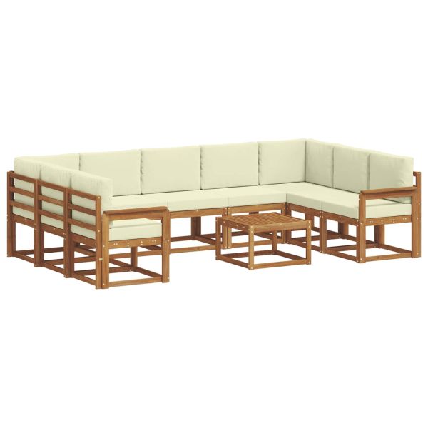 Комплект дивани за открито 10 pcs Натурален и Крема