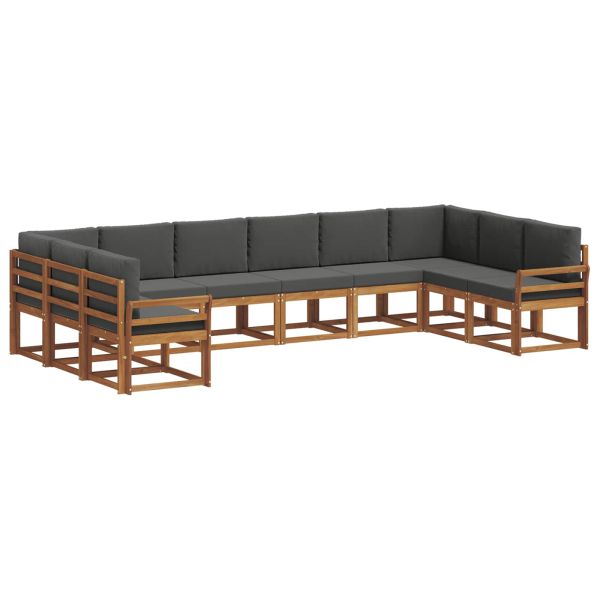 Комплект дивани за открито 10 pcs Натурален и Антрацит