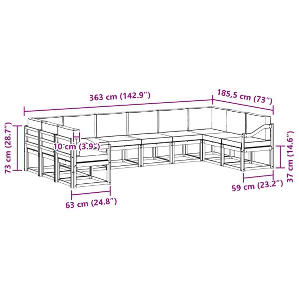 Комплект дивани за открито 10 pcs Натурален и Бежов
