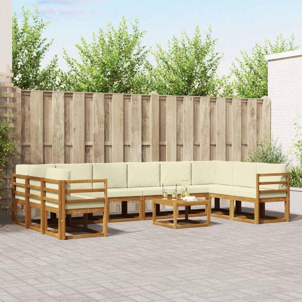 Комплект дивани за открито 11 pcs Натурален и Крема