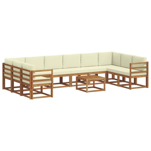 Комплект дивани за открито 11 pcs Натурален и Крема