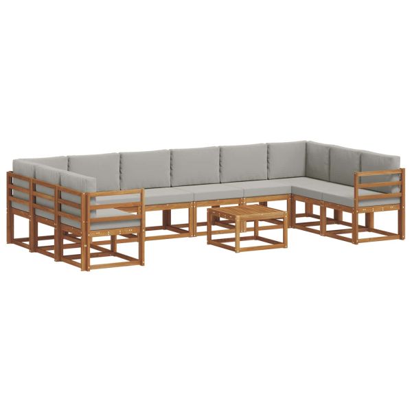 Комплект дивани за открито 11 pcs Естествено и светло сиво