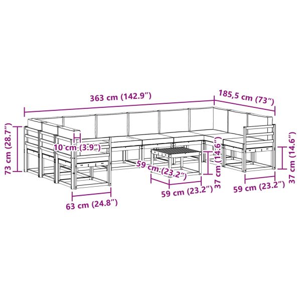 Комплект дивани за открито 11 pcs Натурален и Бежов