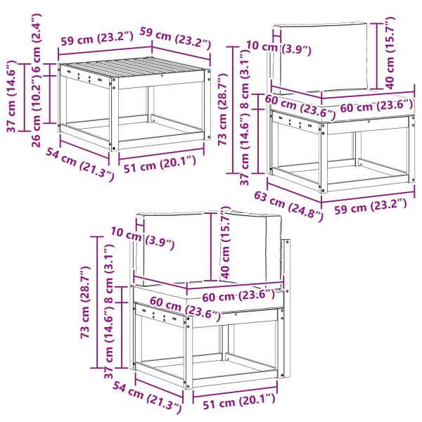 Комплект дивани за открито 11 pcs Натурален и Бежов