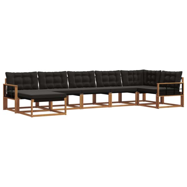 Комплект дивани за открито 7 pcs Естествено и черно