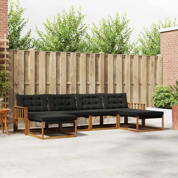 Комплект дивани за открито 6 бр. Естествено и черно