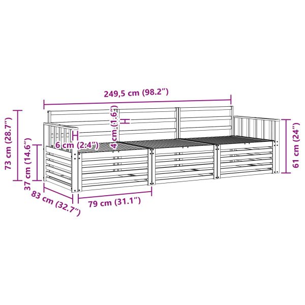 Комплект дивани за открито 3 pcs Естествен