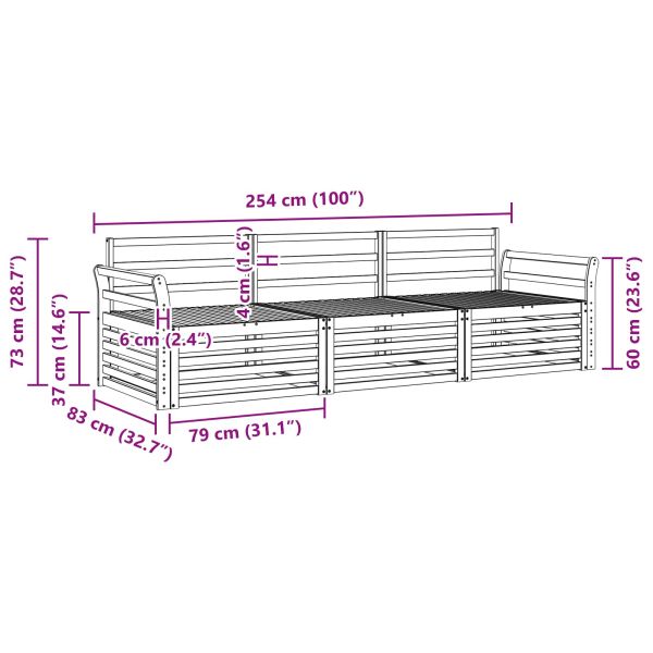 Комплект дивани за открито 3 pcs Естествен