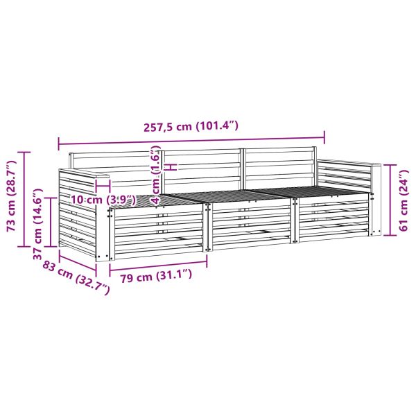Комплект дивани за открито 3 pcs Естествен
