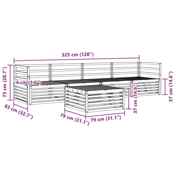 Комплект дивани за открито 5 pcs Естествен