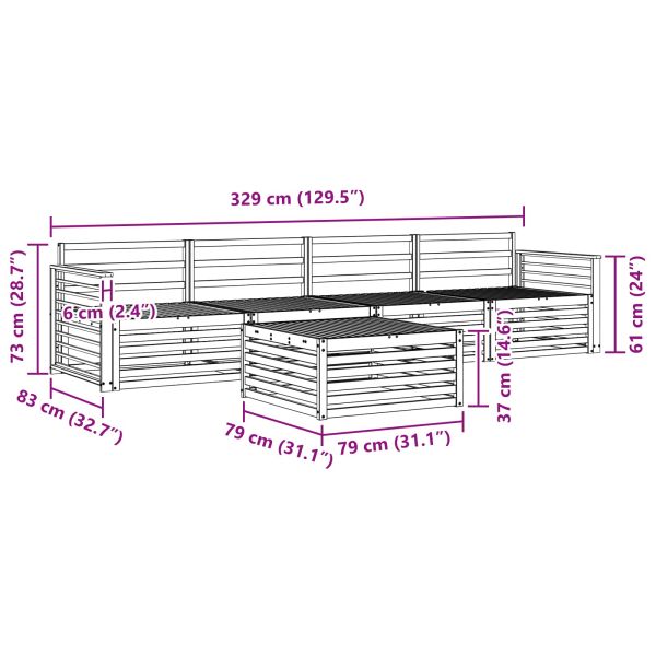 Комплект дивани за открито 5 pcs Естествен