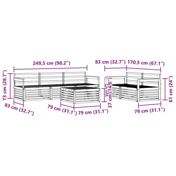 Комплект дивани за открито 6 pcs Естествен