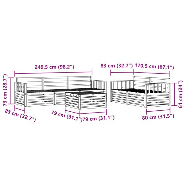 Комплект дивани за открито 6 pcs Естествен