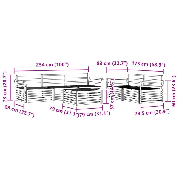 Комплект дивани за открито 6 pcs Естествен