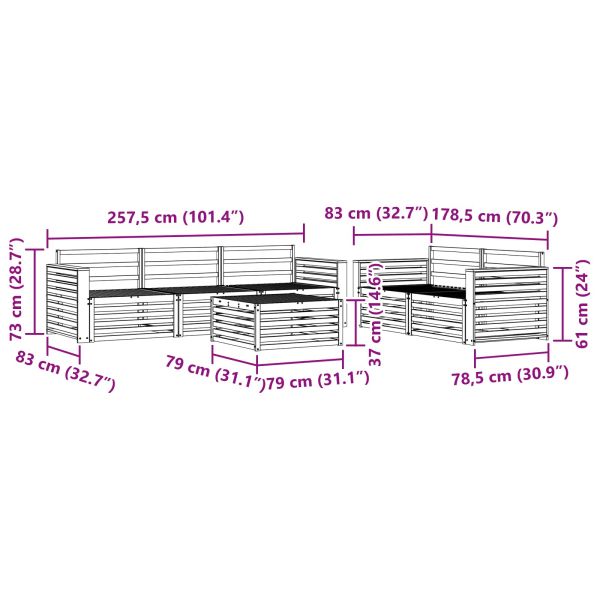 Комплект дивани за открито 6 pcs Естествен