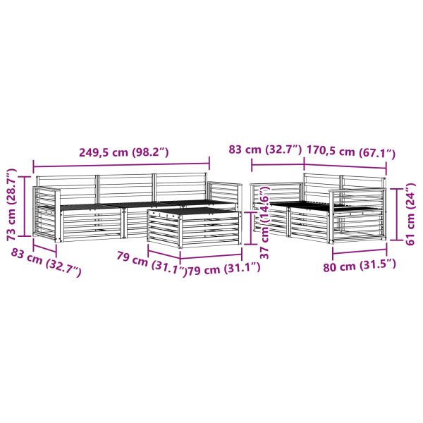 Комплект дивани за открито 6 pcs Естествен