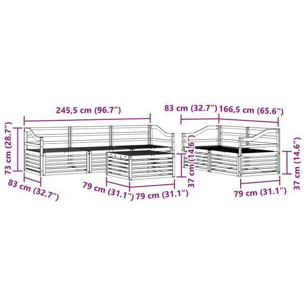 Комплект дивани за открито 6 pcs Естествен