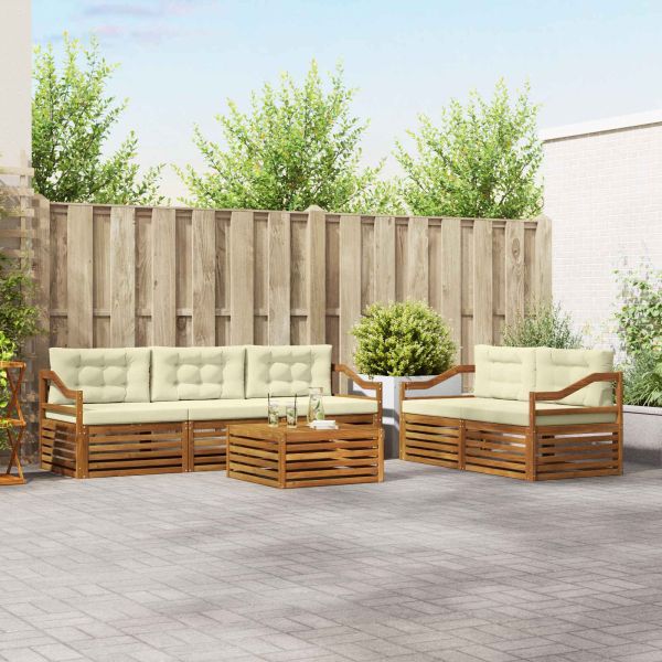 Комплект дивани за открито 6 pcs Натурален и Крема