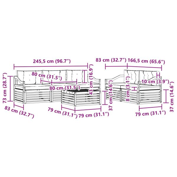 Комплект дивани за открито 6 pcs Натурален и Крема