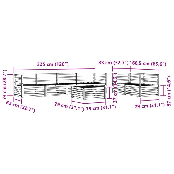 Комплект дивани за открито 7 pcs Естествен