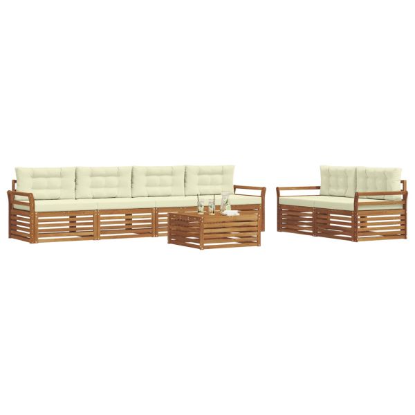 Комплект дивани за открито 7 pcs Натурален и Крема