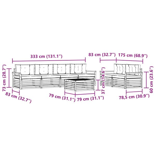 Комплект дивани за открито 7 pcs Натурален и Бежов