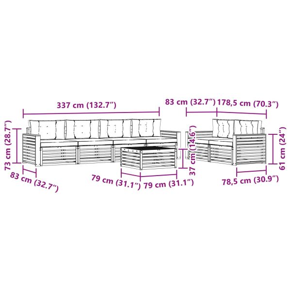 Комплект дивани за открито 7 pcs Натурален и Крема