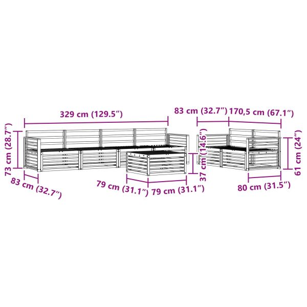 Комплект дивани за открито 7 pcs Естествен