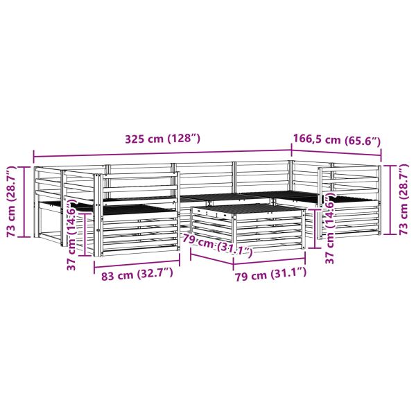 Комплект дивани за открито 7 pcs Естествен