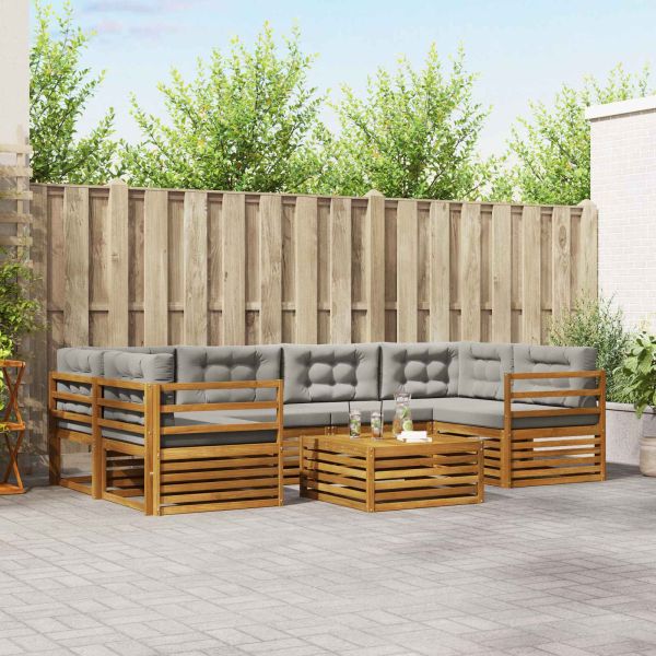 Комплект дивани за открито 7 pcs Естествено и светло сиво