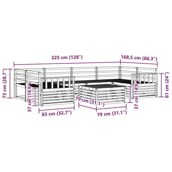 Комплект дивани за открито 7 pcs Естествен
