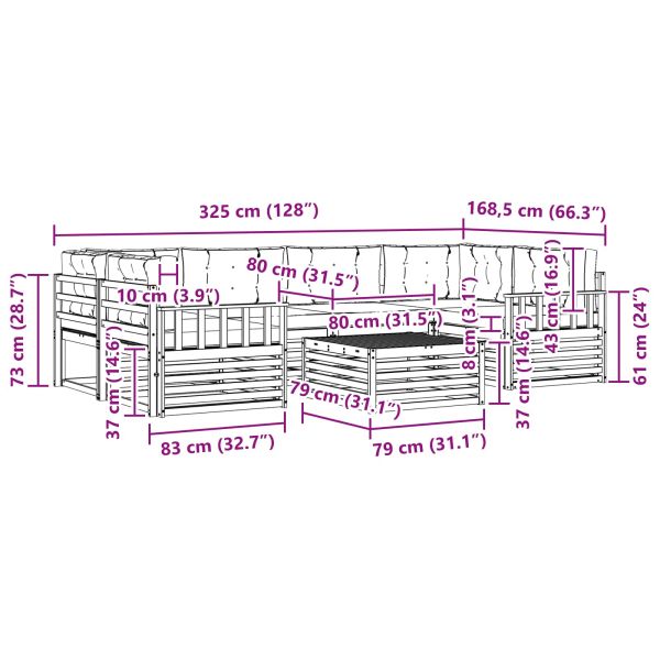 Комплект дивани за открито 8 pcs Натурален и Крема
