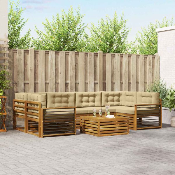 Комплект дивани за открито 8 pcs Натурален и Бежов