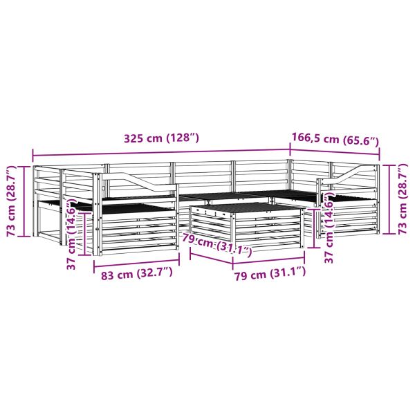 Комплект дивани за открито 7 pcs Естествен