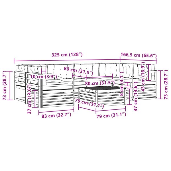 Комплект дивани за открито 8 pcs Натурален и Крема