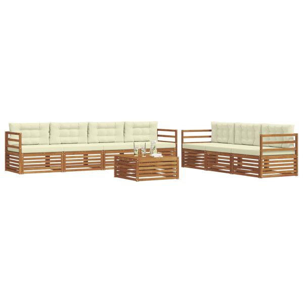 Комплект дивани за открито 8 pcs Натурален и Крема
