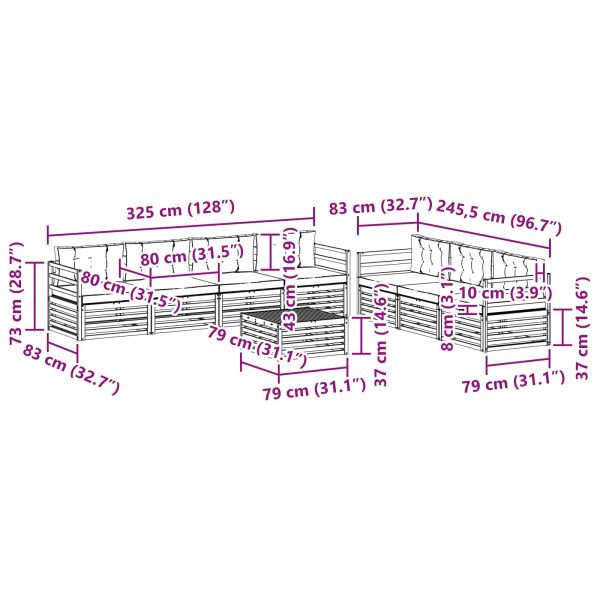 Комплект дивани за открито 8 pcs Натурален и Бежов