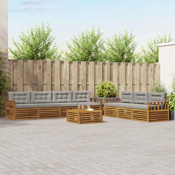 Комплект дивани за открито 8 pcs Естествено и светло сиво