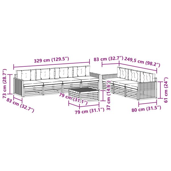 Комплект дивани за открито 8 pcs Естествено и светло сиво