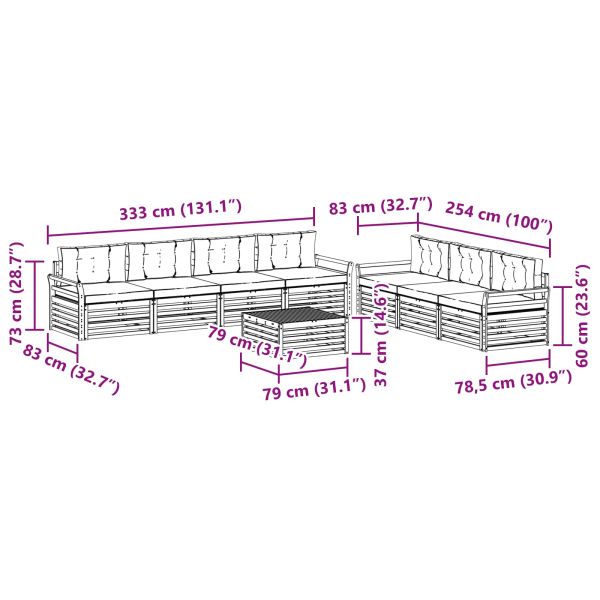 Комплект дивани за открито 8 pcs Натурален и Бежов