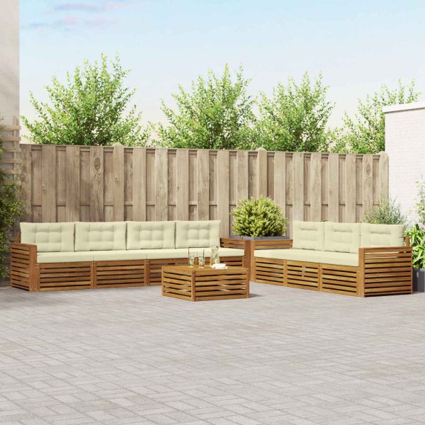 Комплект дивани за открито 8 pcs Натурален и Крема