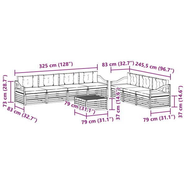 Комплект дивани за открито 8 pcs Натурален и Бежов