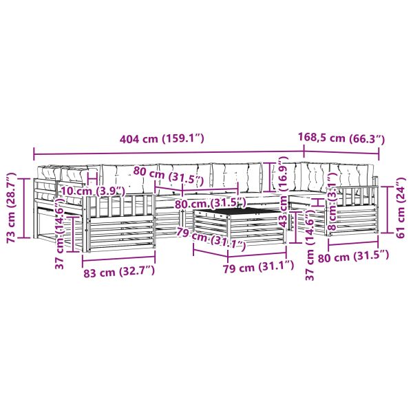 Комплект дивани за открито 8 pcs Натурален и Бежов