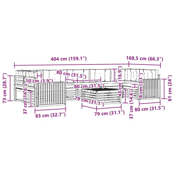 Комплект дивани за открито 8 pcs Естествено и светло сиво
