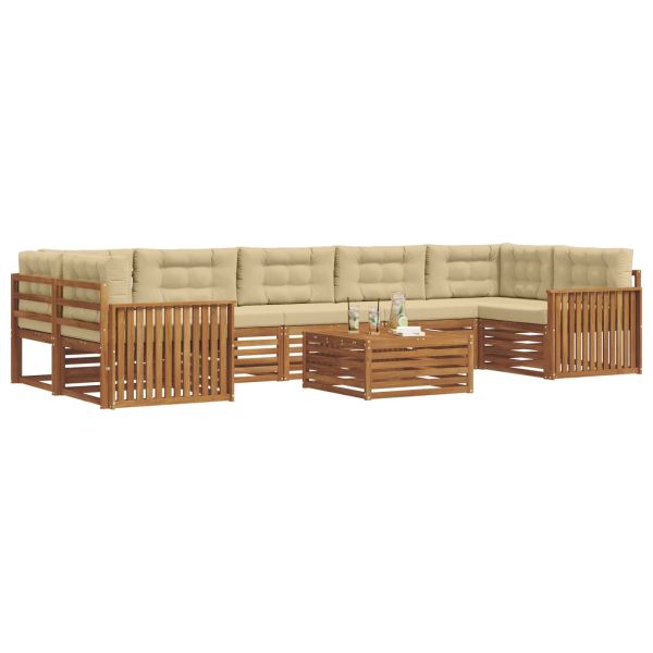 Комплект дивани за открито 8 pcs Натурален и Бежов