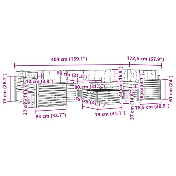 Комплект дивани за открито 8 pcs Натурален и Бежов