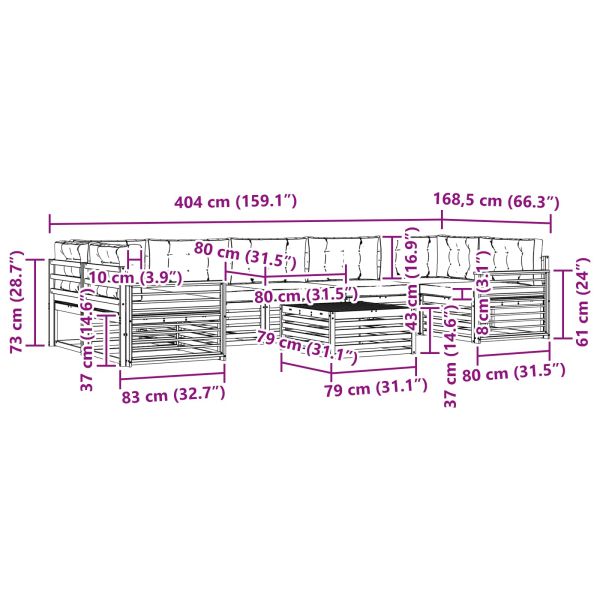 Комплект дивани за открито 8 pcs Натурален и Крема